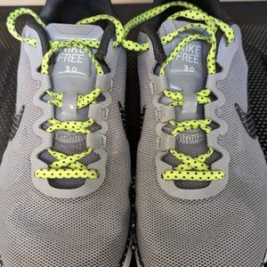 Nike Women's Free 3.0 Running Shoes Size 7.5 mostly grey and black.